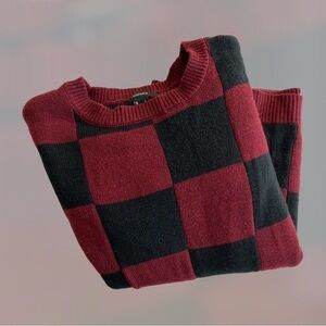 Forever 21 burgundy and black checkered sweater size L